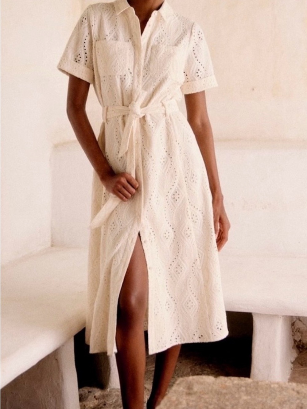 Sézane Adele Dress Shirt Dress Size 40/ 8 / M organic cotton ecru